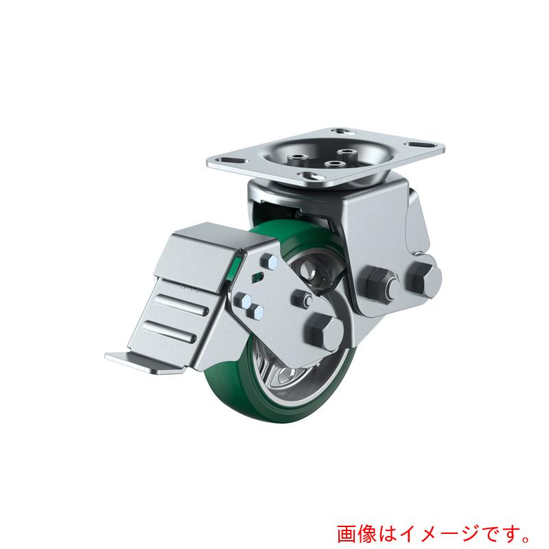 ユーエイ　プレート式　固定　キャスター　耐摩耗緑ゴム　車輪径１５０ｍｍ　ストッパー付き　ＳＫＹタイプ　ＳＫＹ－２Ｒ－Ｓ型　取付寸法１１２×５０（１００×５６）　【品番：SKY-2R150AWS(AR)GR-B-1】