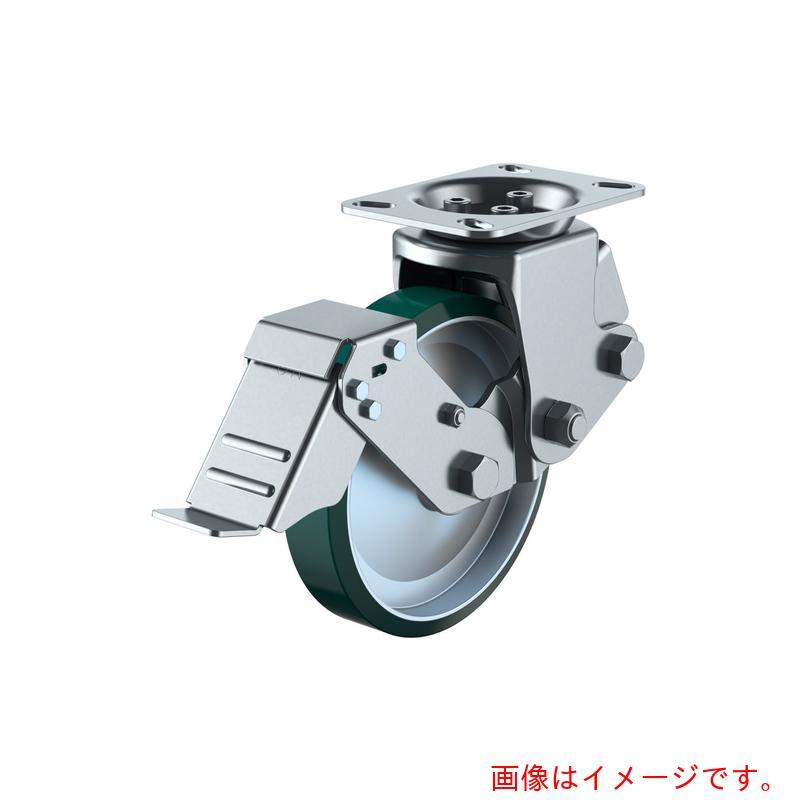 ユーエイ　プレート式　固定　キャスター　ウレタン　車輪径２００ｍｍ　ストッパー付き　ＳＫＹタイプ　ＳＫＹ－２Ｒ－Ｓ型　取付寸法１１２×６３（１４０×５０）　【品番：SKY-2R200UWFS-B-1】