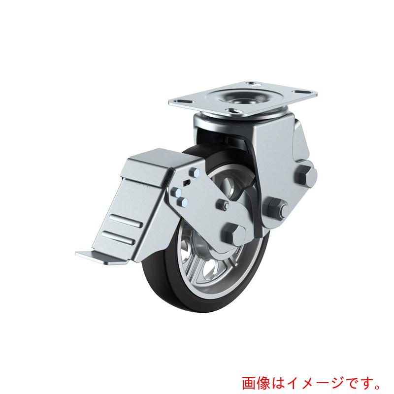 ユーエイ　プレート式　自在　キャスター　耐摩耗ゴム　車輪径２００ｍｍ　ストッパー付き　ＳＫＹタイプ　ＳＫＹ&minus;２Ｓ&minus;Ｓ型　取付寸法１２０&times;１２０（１０５&times;１０５）　【品番：SKY-2S200AWS-B-1】｜住設プロ　店