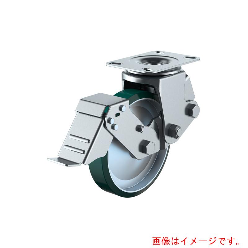 ユーエイ　プレート式　自在　キャスター　ウレタン　車輪径２００ｍｍ　ストッパー付き　ＳＫＹタイプ　ＳＫＹ－２Ｓ－Ｓ型　取付寸法１２０×１２０（１０５×１０５）　【品番：SKY-2S200UWFS-B-1】