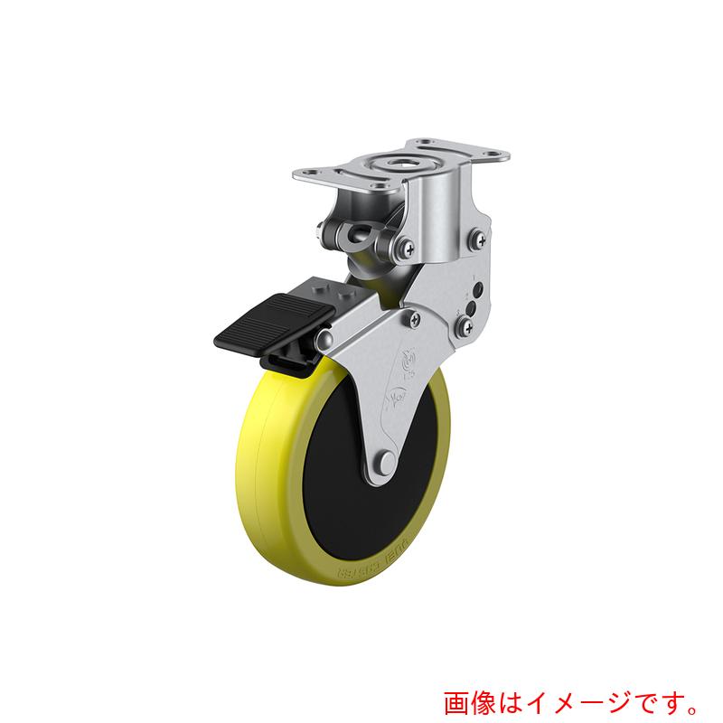 ユーエイ　プレート式　固定　クッションキャスター　帯電防止ウレタン　車輪径１００ｍｍ　ストッパー付き　ＳＫＹタイプ　ＳＫＹ－Ｒ－Ｓ型　取付寸法８２×４０　【品番：SKY-R100SUES-3】