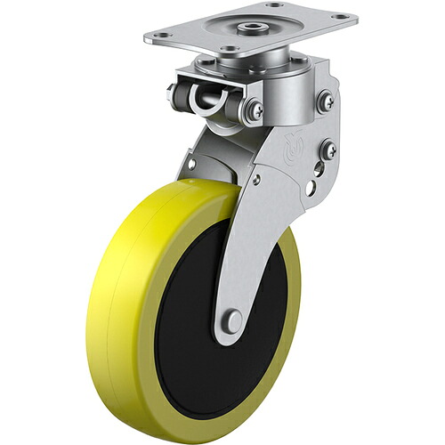 ユーエイ　プレート式　自在　クッションキャスター　帯電防止ウレタン　車輪径１２５ｍｍ　　ＳＫＹタイプ　ＳＫＹ－Ｓ型　取付寸法８２×４０　【品番：SKY-S125SUE-1】