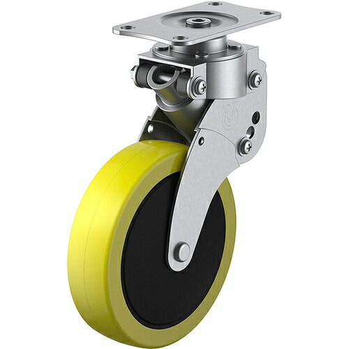 ユーエイ　プレート式　自在　クッションキャスター　帯電防止ウレタン　車輪径１２５ｍｍ　　ＳＫＹタイプ　ＳＫＹ－Ｓ型　取付寸法８２×４０　【品番：SKY-S125SUE-3】