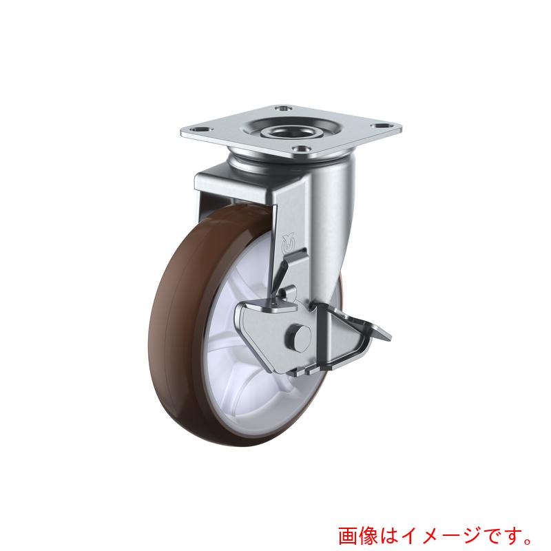 ユーエイ プレート式 自在 ステンレスキャスター ウレタン 車輪径150mm ストッパー付き Jタイプ SUS−J2−S型 取付寸法80×80(75×75) 【品番:SUS-BRUJ2-150S】|住設プロ 店