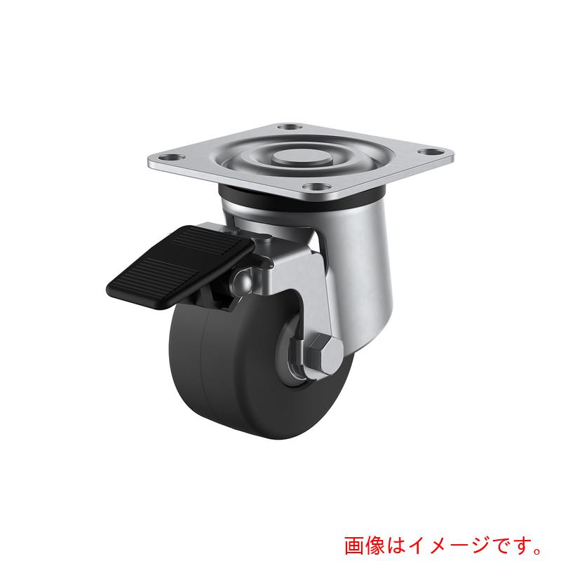 ユーエイ　プレート式　自在　ステンレス低床キャスター　導電性モノマーキャストナイロン　車輪径６５ｍｍ　ストッパー付き　Ｈタイプ　ＳＵＳ－ＨＧ－Ｓ型　取付寸法７１×７１　【品番：SUS-HG-65MCES】