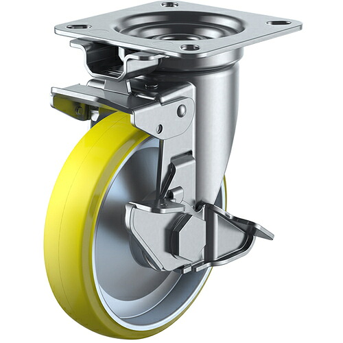 ユーエイ　プレート式　自在　キャスター　帯電防止ウレタン　車輪径１５０ｍｍ　旋回固定・ストッパー付き　Ｊタイプ　ＪＫ&minus;Ｓ型　取付寸法９４&times;９４（８７&times;８７）　【品番：UWEJK-150S】｜住設プロ　店