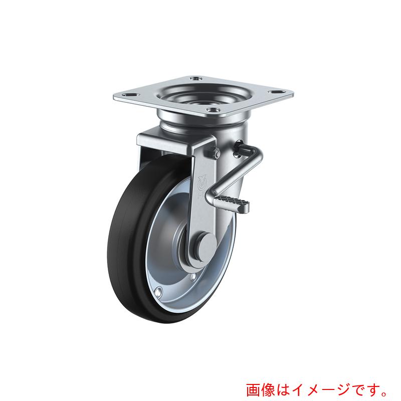 ユーエイ　プレート式　自在　キャスター　ゴム　車輪径２００ｍｍ　ストッパー付き　Ｊタイプ　ＪＢ（Ｒ）型　取付寸法１１５×１１５（１０５×１０５）　【品番：WJB-200R】
