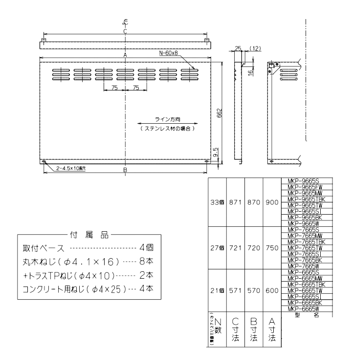 富士工業 レンジフード部材 前幕板 ホワイト 木材・建築資材・設備