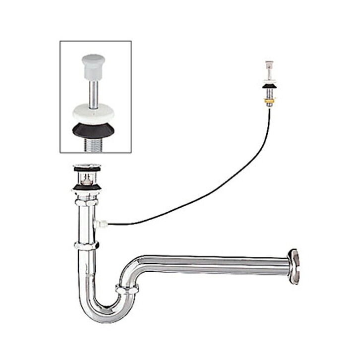 【LF-97SA】リクシル 洗面器・手洗器用セット金具 プッシュワンウェイ式排水金具(呼び径32mm) プッシュワンウェイ式 床排水Sトラップ LIXIL|住宅設備機器の小松屋