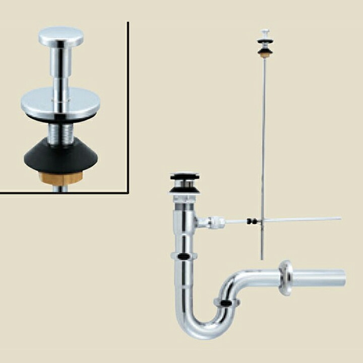 【LF-6SAU】リクシル 洗面器・手洗器用セット金具 ポップアップ式排水金具(呼び径32mm) 床排水Sトラップ 栓は着脱式(ヘアキャッチャー付) LIXIL|住宅設備機器の小松屋