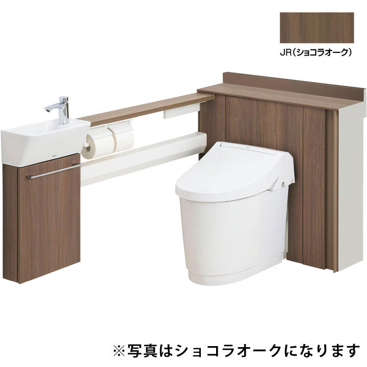 【YDS-H3L1M1/JRW】LIXIL J相応う アクアセラミック床上げ水抜き(P落とし穴) 押し並べて地 L型(L致しかた・室内用便器付) 148後抜き・155後抜き・120横抜き JR(黒茶オーク材) 【リクシル】 便器-花・ガーデン・DIY-木材・建築資材・設備