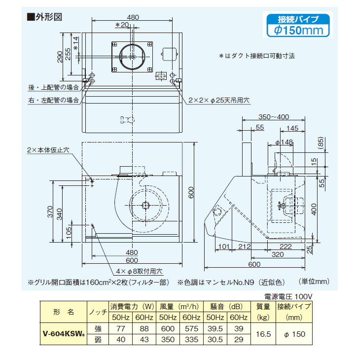 ご注文で当日配送 三菱 レンジフードファン ブース形 深形 標準タイプ V-604KSW7後継機種 MITSUBISHI fucoa.cl