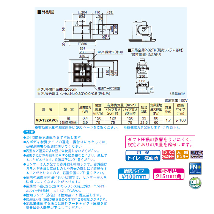 ≪超目玉☆12月≫ 三菱電機 VD-13ZVC6 ダクト用換気扇 天井埋込形