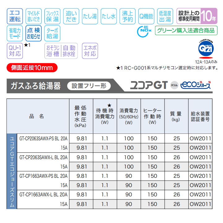 ノーリツ ガスふろ給湯器 設置フリー形 PSアルコーブ設置形 プロパン