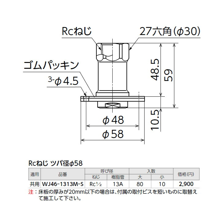 5年保証』 オンダ製作所 ダブルロックジョイント WJ46型 床取出しアダプター Rcねじ ツバ径φ58 大ロット 80台 ONDA  promist.rs