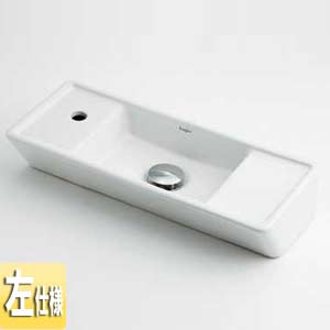 カクダイ 手洗器単品 壁掛式 角形 水栓取付穴径:φ25 左側1ヶ所 Luju 493-067