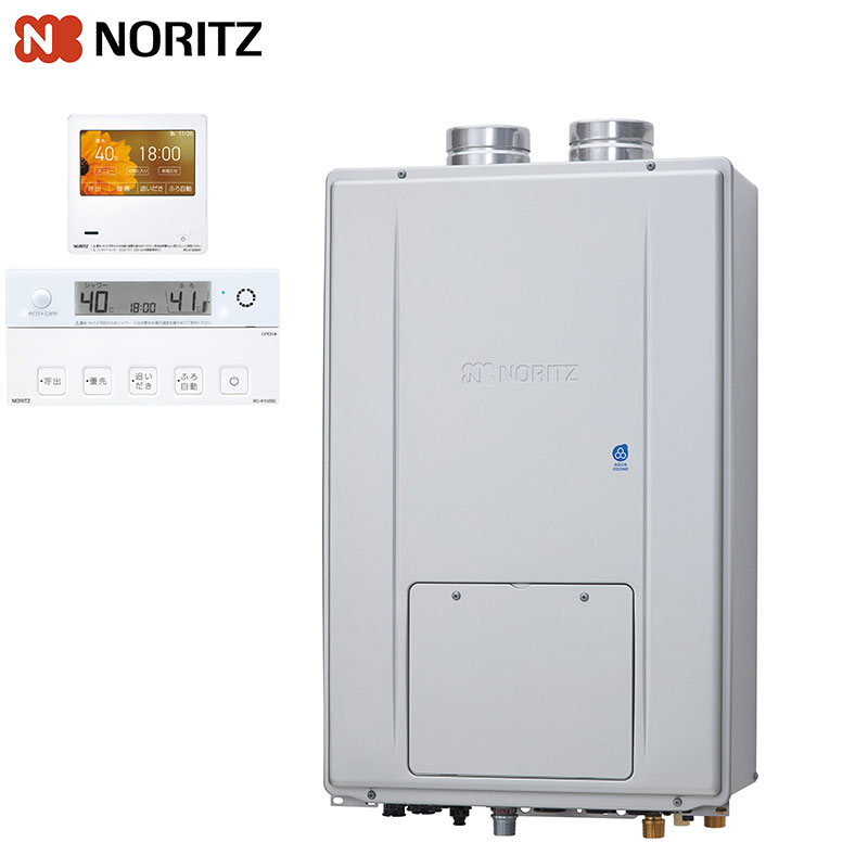 ノーリツ 熱源機 エコジョーズ 浴室・台所リモコンセット 2温度 6P熱動弁内蔵 2-6 暖房能力14.0kW PS扉内設置型 上方排気 強制給排気 プレミアム フルオート 24号 都市ガス GTH-C2471PWAW6H-PFF-BL 13A+RC-K102EW