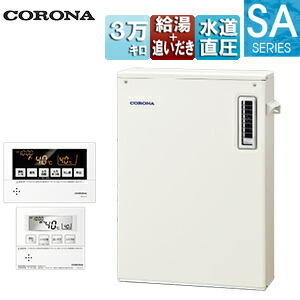 【送料無料】CORONA 石油ふろ給湯器 浴室・台所リモコン付属(ボイス) SAシリーズ 給湯+追いだき 手動 お知らせ 水道直圧式 屋外据置型 前面排気 3万キロ UKB-SA382B(M)