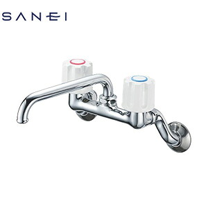 SANEI キッチン用蛇口 壁 2ハンドル混合水栓 スパウト170mm 一般地寒冷地共用 K21-W-13