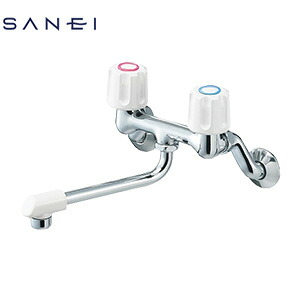 SANEI キッチン用蛇口 壁 2ハンドル混合水栓 スパウト170mm 一般地寒冷地共用 K11D-W｜住設店