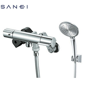 SANEI 浴室用蛇口 壁 洗い場専用 サーモスタット付シャワーバス混合水栓 手元スイッチ クロム 一般地 SK18CT5-N