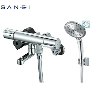 SANEI 浴室用蛇口 壁 洗い場専用 サーモスタット付シャワーバス混合水栓 手元スイッチ スパウト80mm クロム 寒冷地 SK18CT5K-S 26,576円