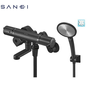 SANEI ●風呂場用水道の栓 壁 洗い場専用 サーモスタット付シャワー二階建てバス雑ぜ合わせる水栓 手元取り替えっこ スパウト80粍 引っ敷き黒いこと 冷ややかさ地 SK18CT5K-S-MDP