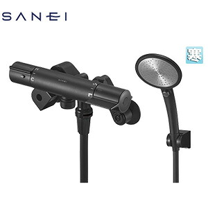 SANEI ●風呂場用水道の栓 壁 洗い場専用 サーモスタット付シャワー二階建てバス雑ぜ合わせる水栓 手元取り替えっこ 引っ敷き黒いこと 冷ややかさ地 SK18CT5K-N-MDP