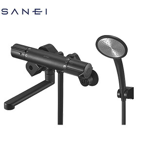 SANEI ●風呂場用水道の栓 壁 湯ぶね・洗い場兼用 サーモスタット付シャワー二階建てバス雑ぜ合わせる水栓 スパウト170粍 引っ敷き黒いこと 原則として地 SK18C-5-MDP