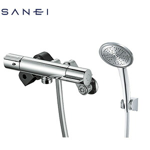 SANEI 風呂場用水道の栓 壁 洗い場専用 サーモスタット付シャワー2階建てバス組みあわせる水栓 Cr 押し並べて地 SK18C-5-N