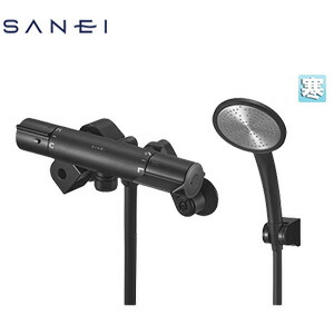 SANEI ●風呂場用水道の栓 壁 洗い場専用 サーモスタット付シャワー二階建てバス雑ぜ合わせる水栓 引っ敷き黒いこと 冷ややかさ地 SK18CK-5-N-MDP