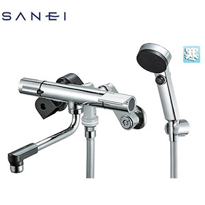 SANEI 風呂場用水道の栓 壁 風呂桶・洗い場兼用 サーモスタット付シャワー2階建てバス組みあわせる水栓 手元取り替えっこ スパウト170粍 冷ややかさ地 SK1811CTK