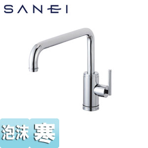 SANEI キッチン用蛇口 cye 台 シングルワンホール混合栓 泡沫 スパウト270mm クロム 寒冷地 K87410JK-13