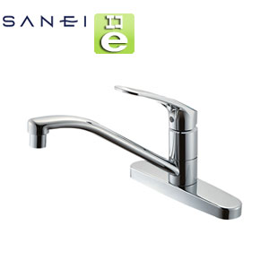 SANEI キッチン用蛇口 U-MIX 台 シングル台付混合水栓 プラスエコ 整流 スパウト258mm 湯水芯203mm 一般地 K676EV-13 21,400円