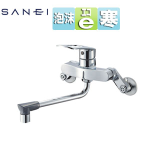SANEI キッチン用蛇口 壁 シングル混合水栓 プラスエコ 泡沫 スパウト190mm 寒冷地 K17110EDK-13｜住設店 16,216円