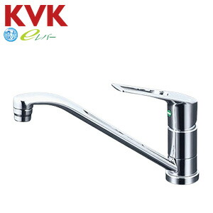 KVK キッチン用蛇口 台 シングルレバー混合水栓 泡沫 eレバー スパウト262mm 撥水 一般地 KM5011TECHS