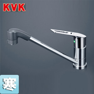 KVK キッチン用蛇口 台 シングルレバー混合水栓 流し台用 eレバー NSFシャワー 首振りシャワーヘッド 寒冷地 KM5011ZTFEC｜住設店