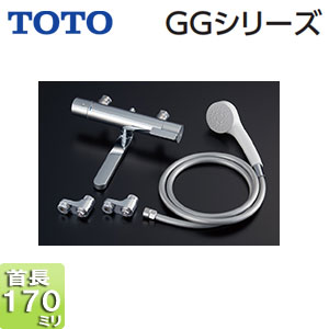 TOTO 浴室用蛇口 GGシリーズ 壁 浴槽・洗い場兼用 サーモスタット付シャワーバス混合水栓 取り替え用 コンフォートウエーブシャワー(樹脂) スパウト170mm 一般地 TBV03422J1
