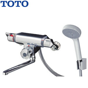 TOTO 浴室用蛇口 壁 浴槽・洗い場兼用 サーモスタット付シャワーバス混合水栓 定量止水 コンフォートウエーブシャワー(樹脂) スパウト170mm 一般地 TMF47Y1