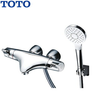 TOTO 浴室用蛇口 ニューウエーブシリーズ 壁 洗い場専用 サーモスタット付シャワーバス混合水栓 コンフォートウエーブシャワー(めっき) スパウト57mm ストレート脚 湯水芯90mm 一般地 TMNW40BY3｜住設店