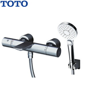 TOTO 浴室用蛇口 壁 洗い場専用 サーモスタット付シャワーバス混合水栓 コンフォートウエーブクリックシャワー(めっき) スパウト83mm ストレート脚 湯水芯150mm 一般地 TBV01S12J