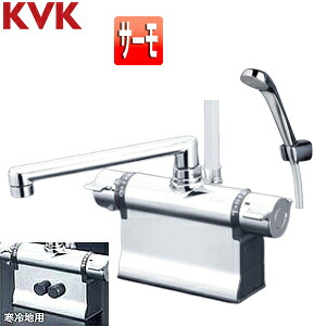 KVK 風呂場用水道の栓 KF3011T続きもの 台 風呂桶・洗い場兼用 サーモデッキシャワー組みあわせる水栓 旗がしら240粍 変数投球式 シャワー上端(めっき) メタリックホース 押し並べて地 KF3011TMR2