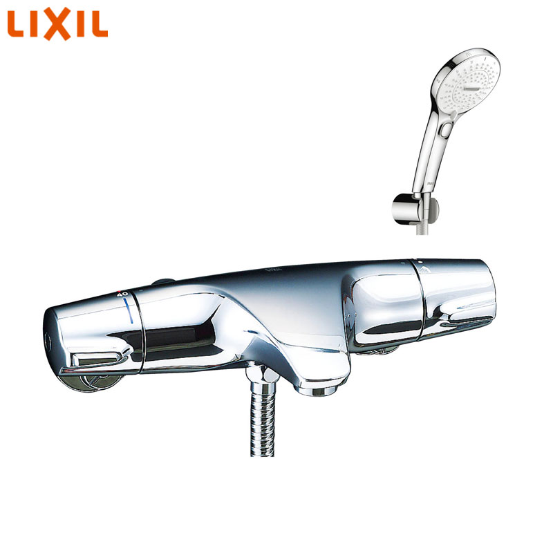 LIXIL 浴室用蛇口 ジュエラ 壁 洗い場専用 サーモスタット付シャワーバス混合水栓 SPA U スイッチ付 めっき 吐水口87mm 寒冷地 BF-J147TNSRM|住設店