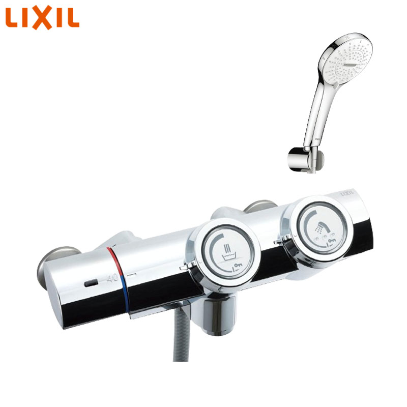 LIXIL ●風呂場用水道の栓 壁 洗い場専用 サーモスタット付シャワー2階建てバス組みあわせる水栓 うしろ押し式 SPA U めっき 押し並べて地 BF-HW156TSR