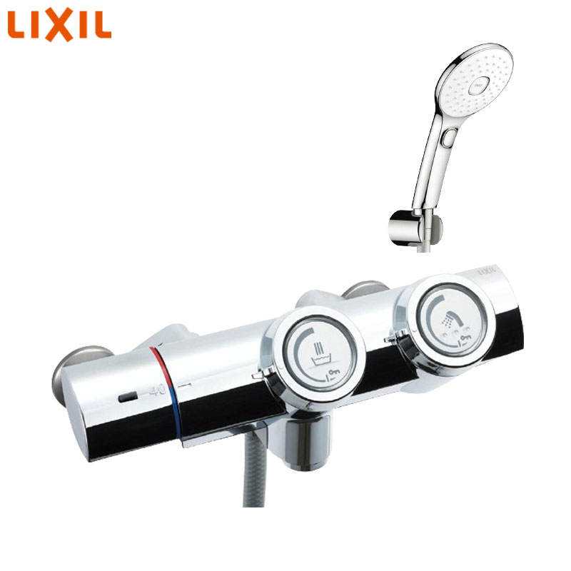 LIXIL ●風呂場用水道の栓 壁 洗い場専用 サーモスタット付シャワー2階建てバス組みあわせる水栓 うしろ押し式 エコアクアPlus 取り替えっこ付 めっき 押し並べて地 BF-HW156TSLAM