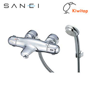 SANEI 浴室用蛇口 Kiwitapシリーズ 壁 サーモシャワー混合水栓 クロムメッキ 一般地 SK1870-13