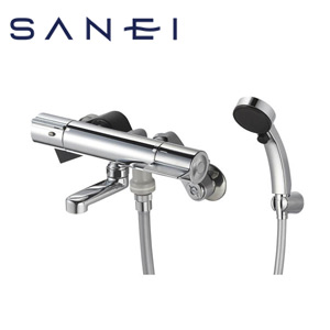 SANEI 風呂場用水道の栓 壁 風呂桶・洗い場兼用 サーモスタット付シャワー2階建てバス組みあわせる水栓 スパウト190粍 押し並べて地 SK18C-T5L19(190)