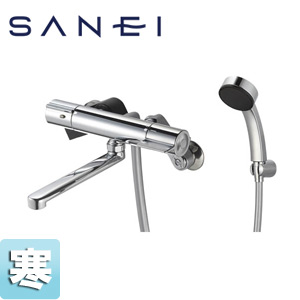 SANEI 風呂場用水道の栓 壁 風呂桶・洗い場兼用 サーモスタット付シャワー2階建てバス組みあわせる水栓 スパウト190粍 冷ややかさ地 SK18CK-13