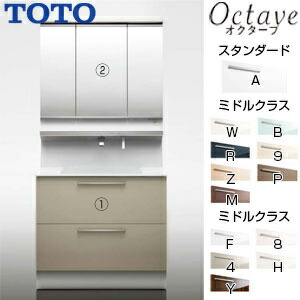 【貨物輸送無料】TOTO 洗面かざり付ける台仕掛ける オクターブ 間口750粍 高さ1900粍 2段引き出し 自動小銃水栓 F3 3面鏡 タッチレスワイドLED エコ銀鏡 原則として地 LDSFB075BCGBN2-set1