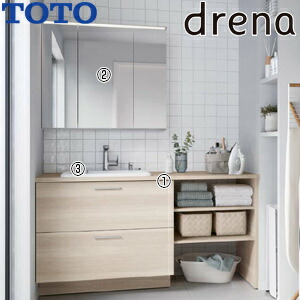 【貨物輸送無料】TOTO ●洗面かざり付ける台書き割り ドレーナ 間口1500粍 高さ1900粍 水栓:タッチレスハイネックスウィング 好いたらしい除菌水 3面鏡 上広広とした点火装置 LDSZB180BF1S525-set